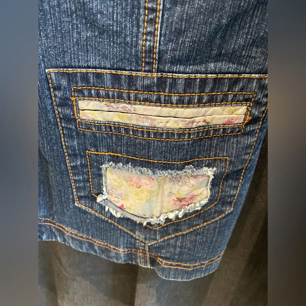 VSSP denim blazer jacket with floral details - Picture 4 of 9